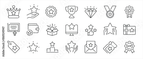 Set of Reward and Prize Linear Icons
