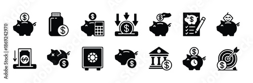 Set of savings finance and banking vector icons