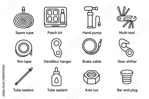 Hanger rim hand kit set icons repair axle vector icon nut cycling