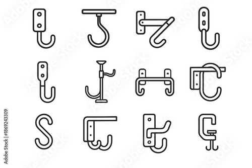 Hook rack height mount icons vertical bike icon loop adjustable vector