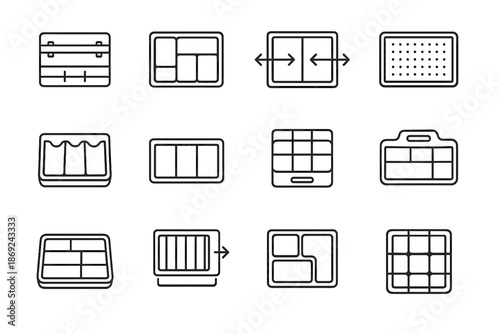 Icons layout base tray toolbox tool divider separator organizer vector icon grid