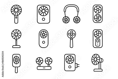 Blade rechargeable icon handle small vector mini portable grip fan air