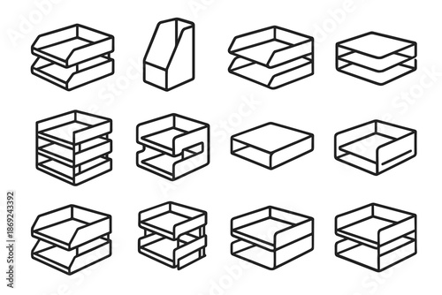 File system vector paper holder tray icons compact stack icon shelf desktop