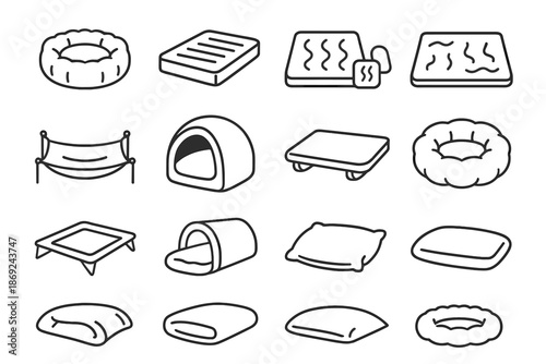 Hammock cot icon bed vector nest window pet cooling pillow