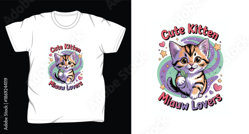 Cat graphic vector art t-shirt design print template