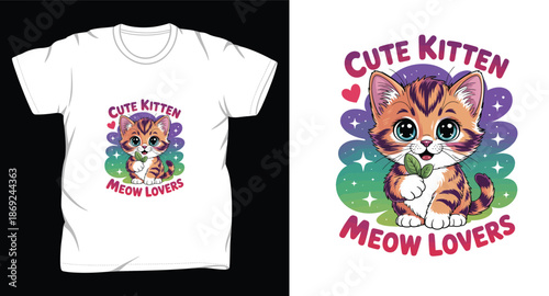 Cat graphic vector art t-shirt design print template