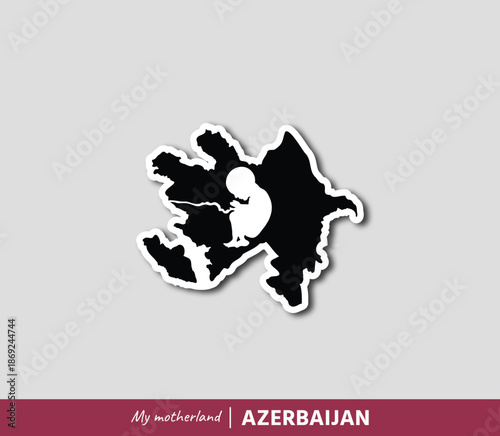 Powerful Azerbaijan map illustration symbolizing birth, roots and national identity. Emotional motherland concept blending geography and human origin.