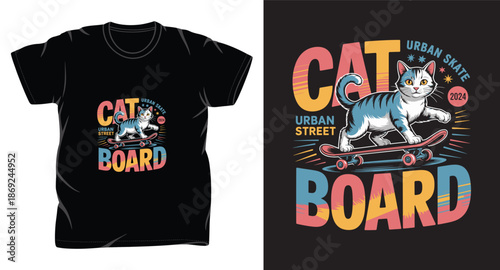 Cat graphic vector art t-shirt design print template