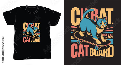 Cat graphic vector art t-shirt design print template