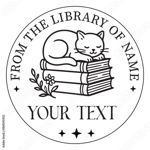 From The Library Of Name Design, Book Embosser, Custom Ex Libris Stamp, Floral Bookplate Stamp, Personalized Library Embossing, Book Lover Design