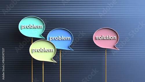 Wallpaper Mural Conceptual image displaying speech bubbles with problem and solution text Torontodigital.ca