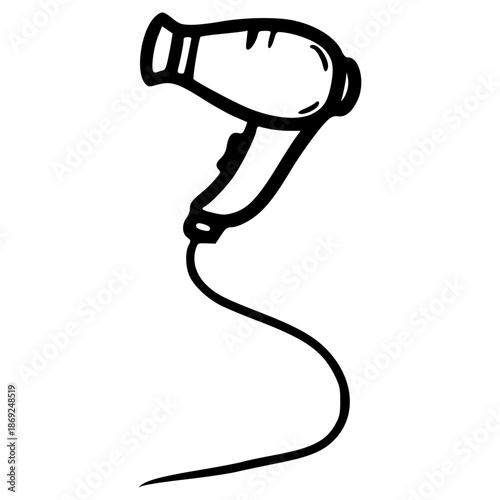 doodle hair dryer illustration hand drawn outline vector