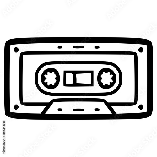 doodle Cassette tape illustration hand drawn outline vector