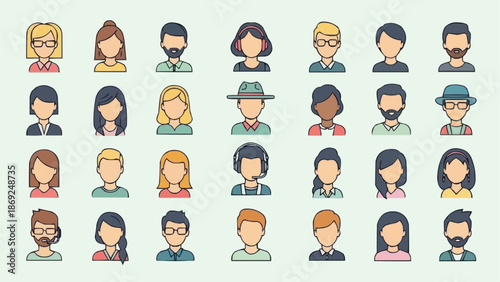 Diverse Group of People Avatars Representing Different Individuals.