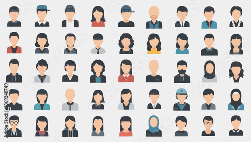 Diverse Group of People Avatars Representing Different Individuals.
