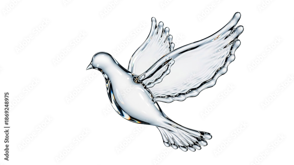 Obraz premium A delicate glass dove in flight against a dark background