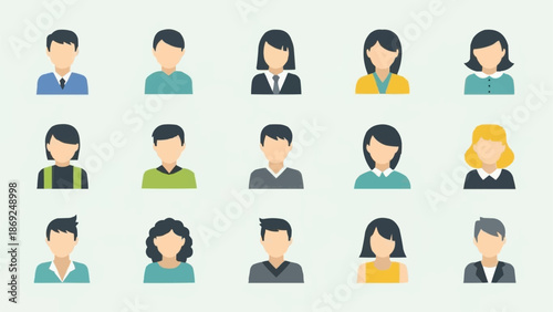 Diverse Group of People Icons Representing Different Individuals.