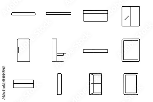 Ambient angle shelf minimalist thin rail vector diffuser icon frame closet icons