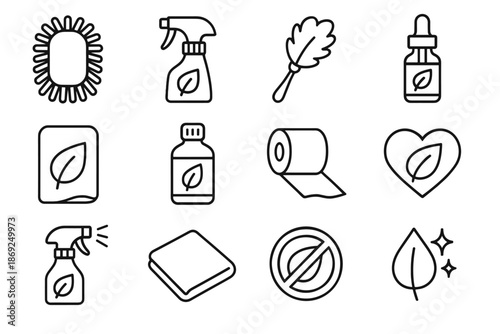 Pad leaf icon dry mist care natural solution formula glove vector