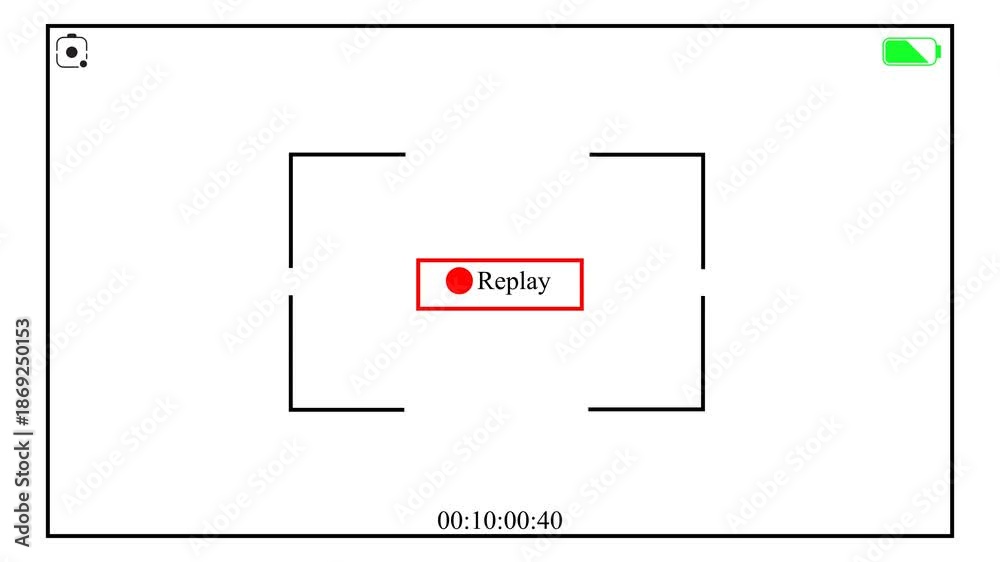 Video Stock Camera Replay Screen Overlay with Viewfinder Frame and ...