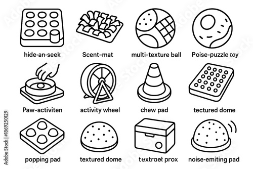 Play textured activity enrichment dome icons wheel icon toy vector chew puzzle