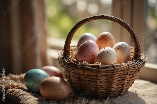 basket with easter eggs