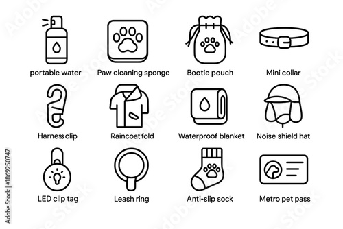 Cleaning sock shield raincoat travel water pass urban vector collar icon pet