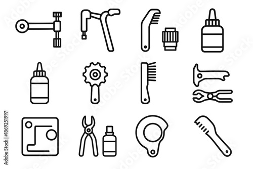 Degreaser icon chain mini cassette drivetrain lube link tool vector compact