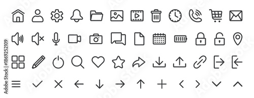 Set of Thin Line Interface Web Icons