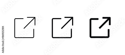 Set of three modern external link icons for user interface and web design features consistent design and pixel perfect for mobile and desktop applications