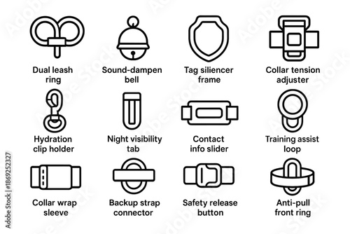 Collar frame hydration functional icons silencer front tension icon contact vector holder