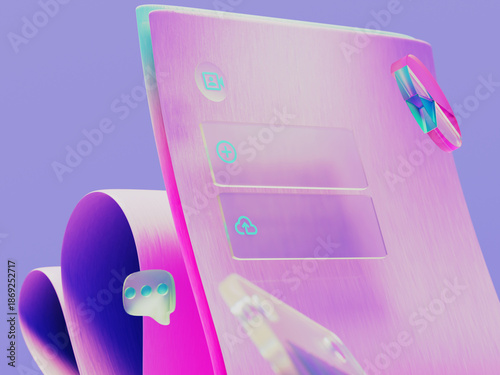 Modern Digital Interface Design Showcasing Vibrant Colors and Shapes