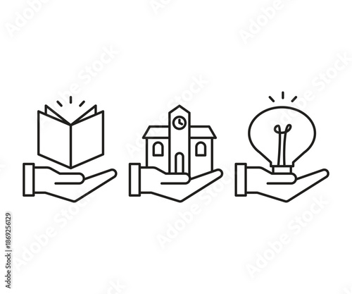 education and wisdom line icons set vector illustration