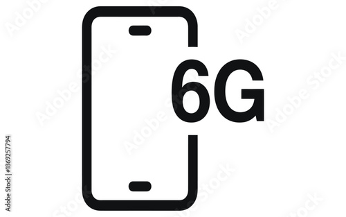 6G mobile phone isolated icon, 6G smartphone label vector symbol with editable stroke, representing next generation wireless technology, high speed connectivity, mobile networks, and modern.