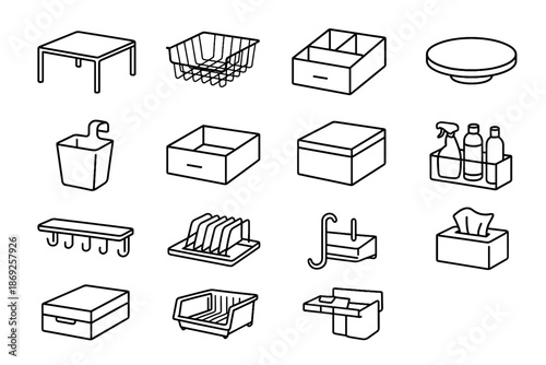 Holder spice icons organization drainer cabinet riser box bottle hanging icon vector