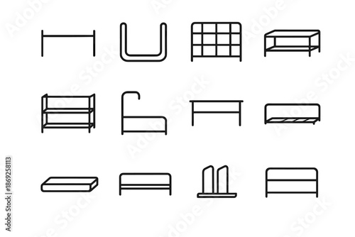 Icon minimalist thin rest vector rack tray slim shoe stand linear shelf