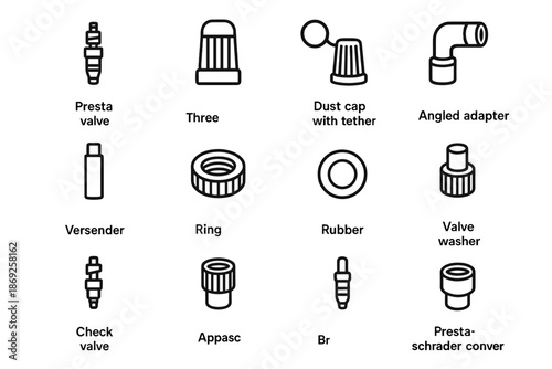 Washer angled grommet check icons vector dust adapter bike valve icon ring