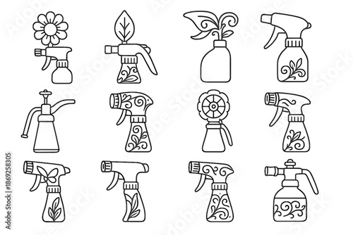 Pattern icon pastel dial vine garden sprayer decorative spray nozzle grip vector