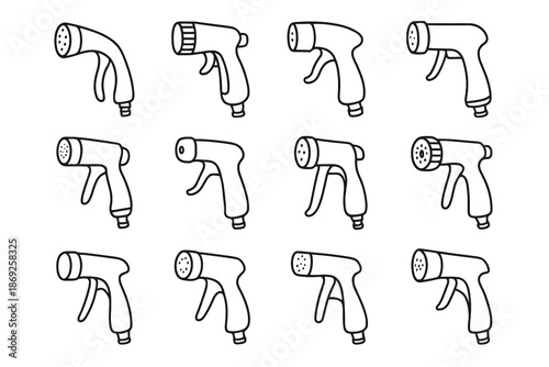 Icon head spray tool wrist vector nozzle sprayer rest ergonomic garden curved