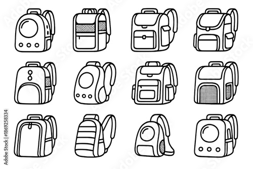 Pet backpack bag cushioned pack vector dome icon mesh sides