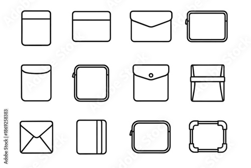 Band closure pouch sleeve icon case vertical rugged horizontal icons laptop vector