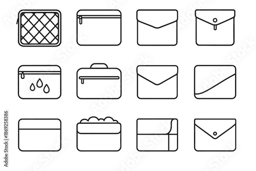 Soft laptop icon sleeve zippered vector cover icons neoprene interior handle