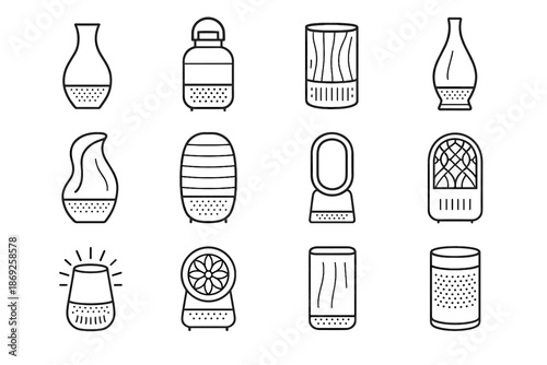 Vent round glow wooden decorative vector purifier sleek air icon