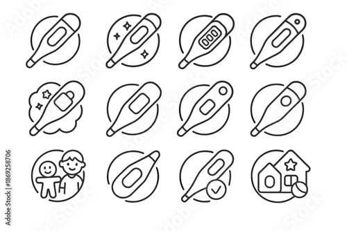 Background safe vector thermometer symbol icon point digits pad rounded shatterproof child