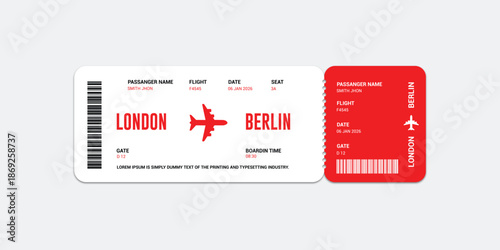 Plane ticket flat design template vector. boarding pass concept illustration template.