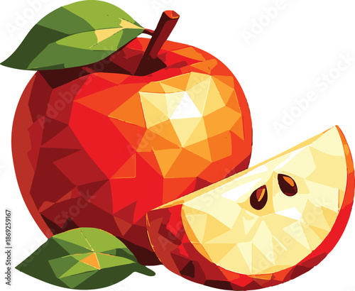 Apple with lowpoly art, eps 10 illustration
