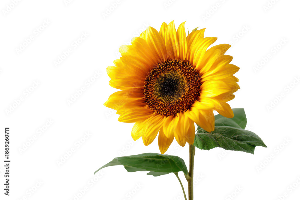 Fototapeta premium Bright Yellow Sunflower With Brown Center Against Black Background Close Up petals bloom
