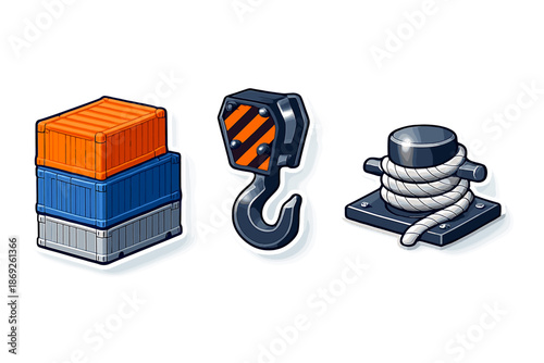 Maritime and Industrial Icons Set