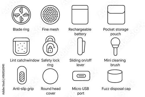 Cap cleaning fabric icon vector defuzzer replacement battery lever catch mesh head