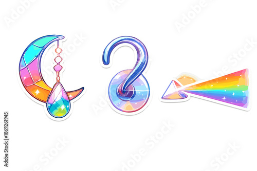 Magical Celestial Elements with Rainbow Colors